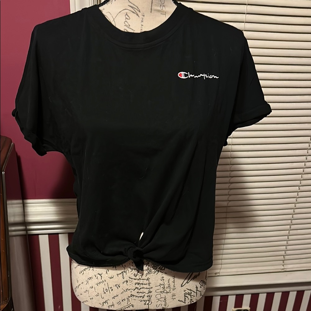 Champion Black Tie Front Short Sleeve Tee